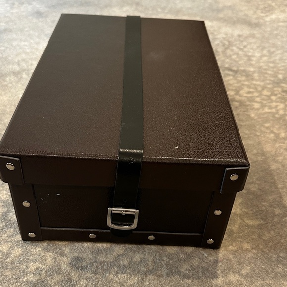 Alaia Brown Leather Storage Box with Black Strap FROM SHOES